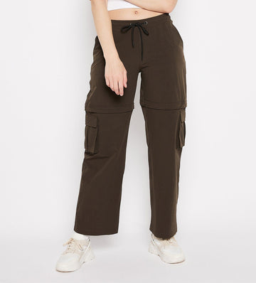 Cargos Cargos Brown Multi Functional Regular Cargo Pants for Women
