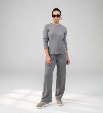 Sweatshirts Hoodies & Sweatshirts Versatile Rib Knit grey Top