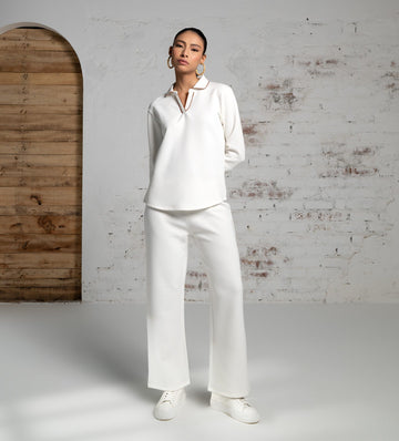 Sweatshirts POLO TOP Luxurious white Scuba Top