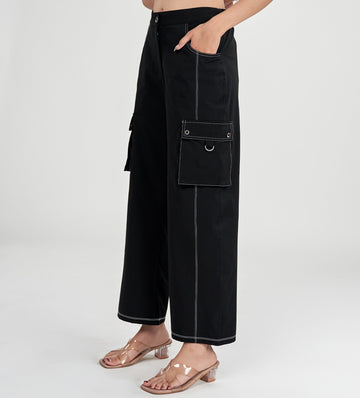 Trackpants Cargos Black Multi-Pocket Cargo
