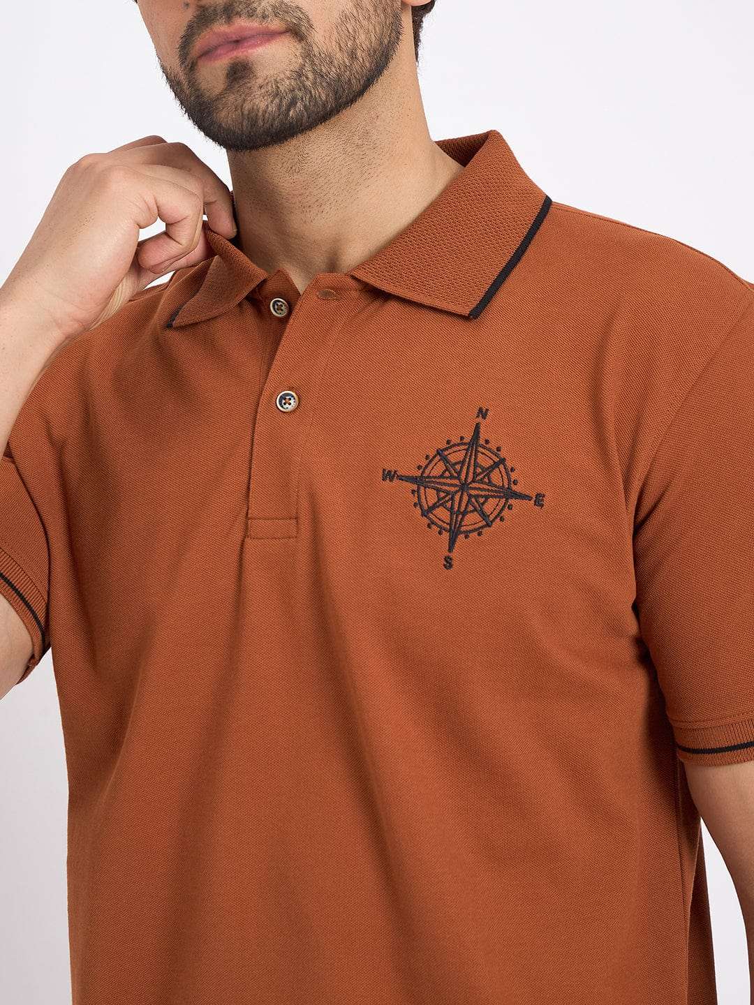 999 Polo T-Shirt Espresso Polo T-Shirt With Black Highlights