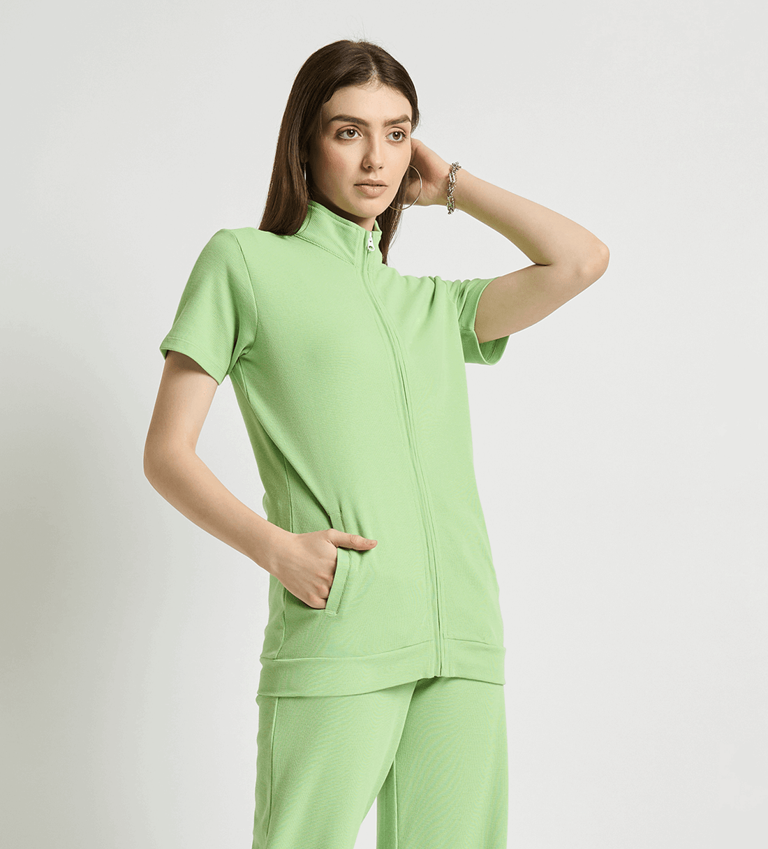 999 Shirts Waffle Grid Zipper