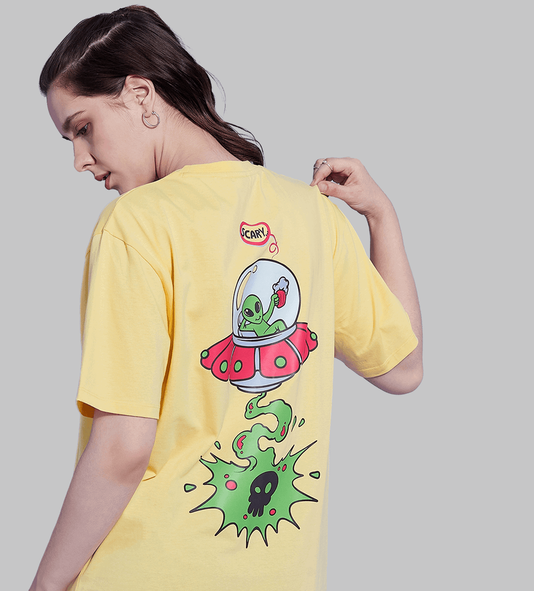 999 T-Shirt Yellow Alien Print T-shirt