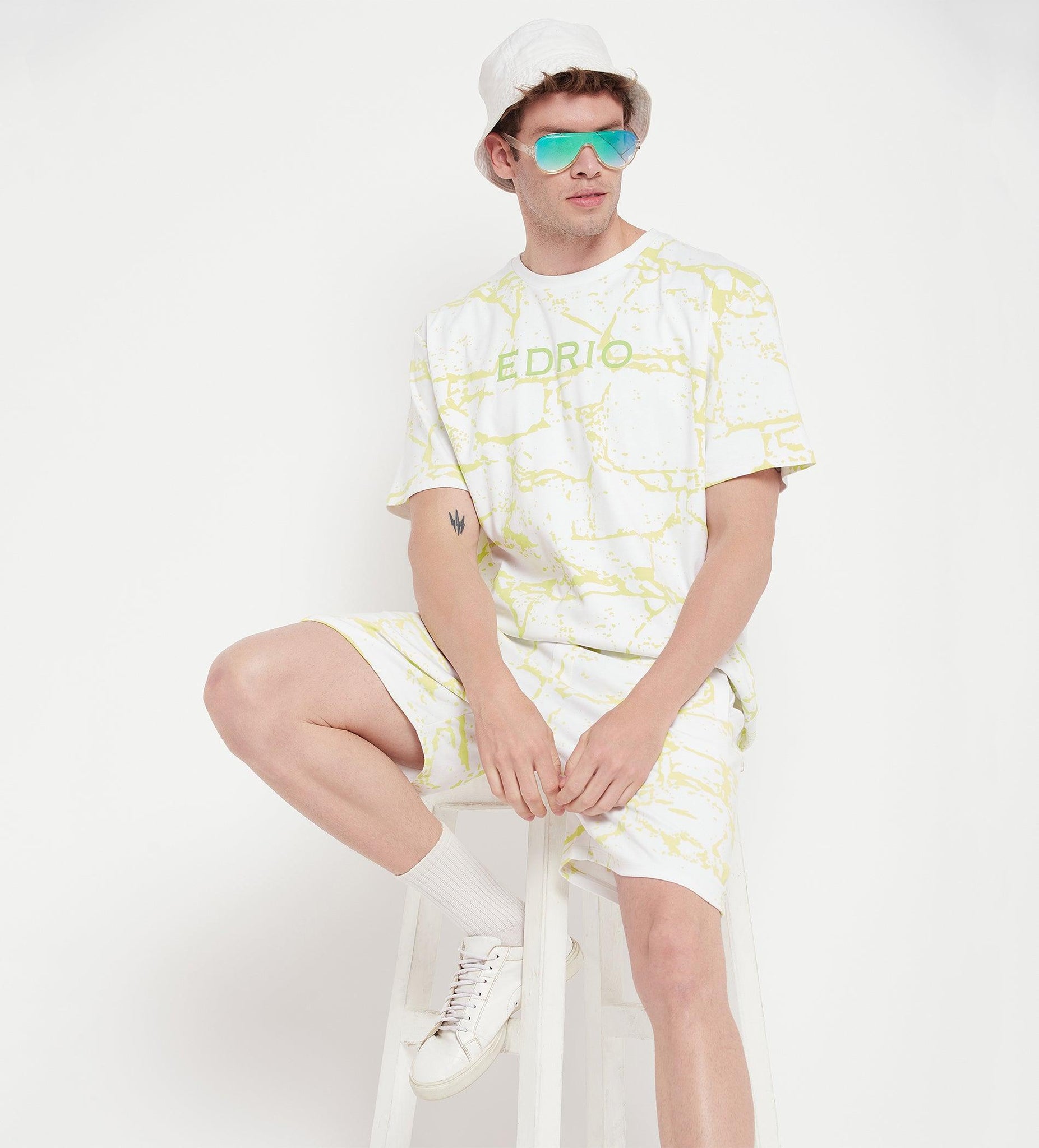 Co-ords Co-Ords Off White Textured Oversized Co-Ord & Shorts Set for Men