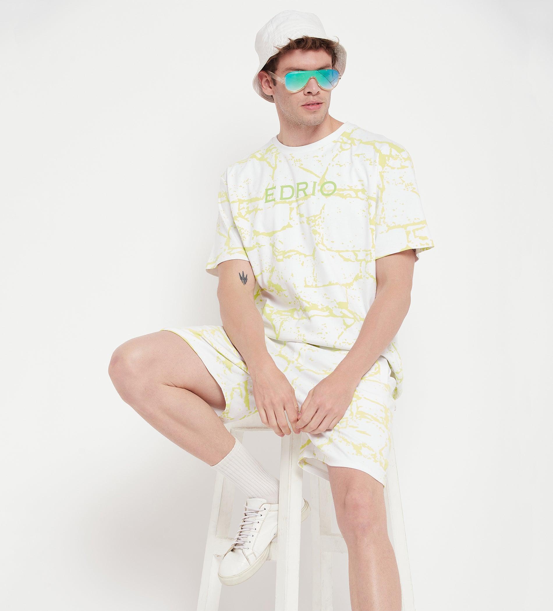 Co-ords Co-Ords Off White Textured Oversized Co-Ord & Shorts Set for Men