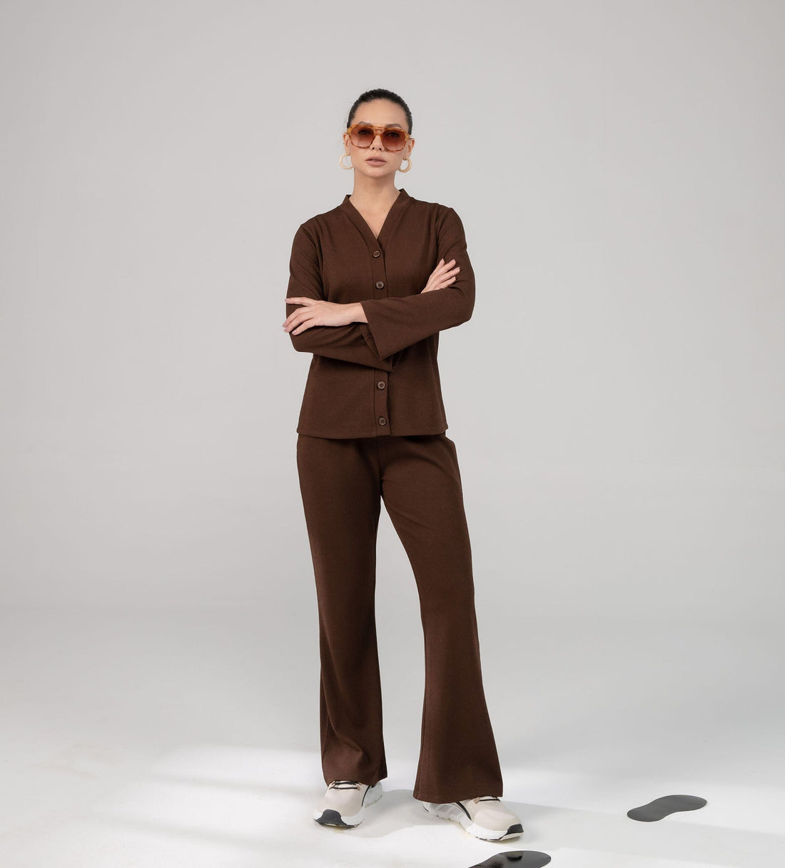Co-ords Co-Ords Textured Rib Knit brown Co-ords