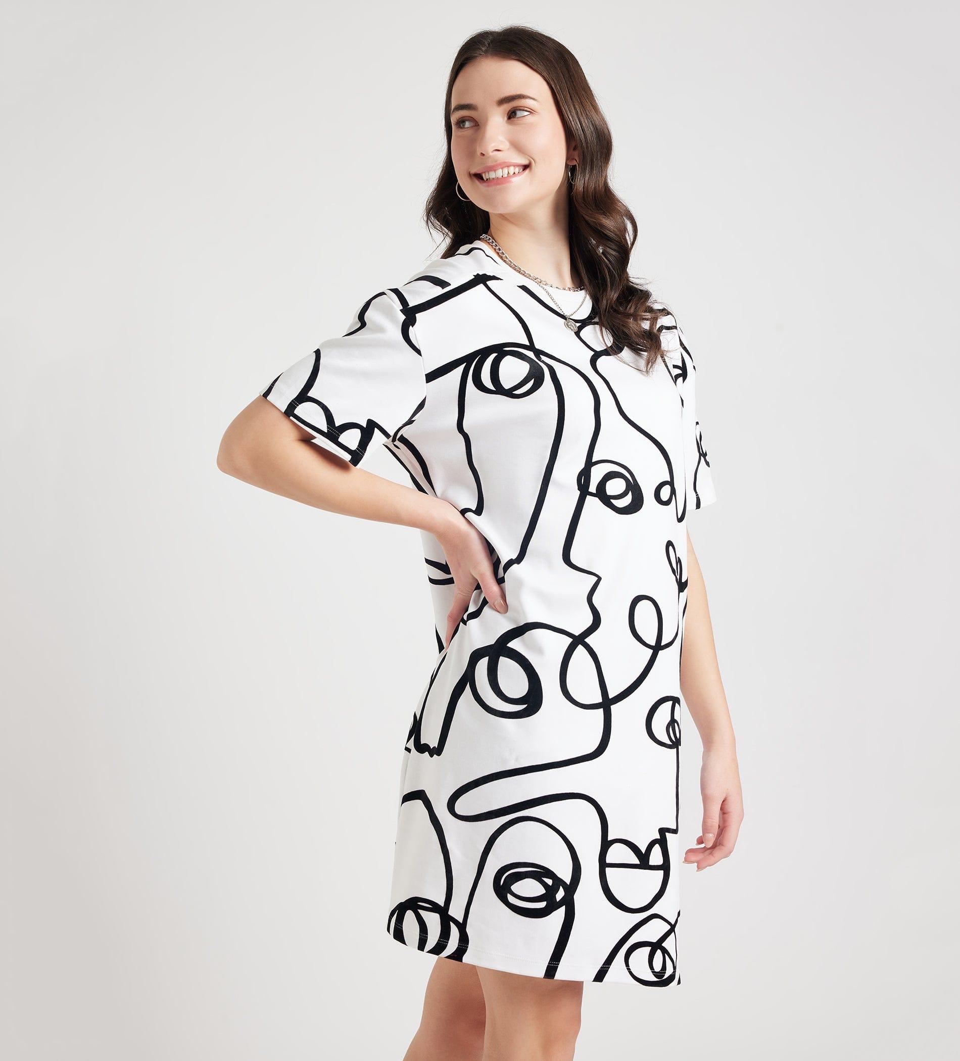 Dresses Printed Dress Artistic Flock Print Oversize Tshirt Dress