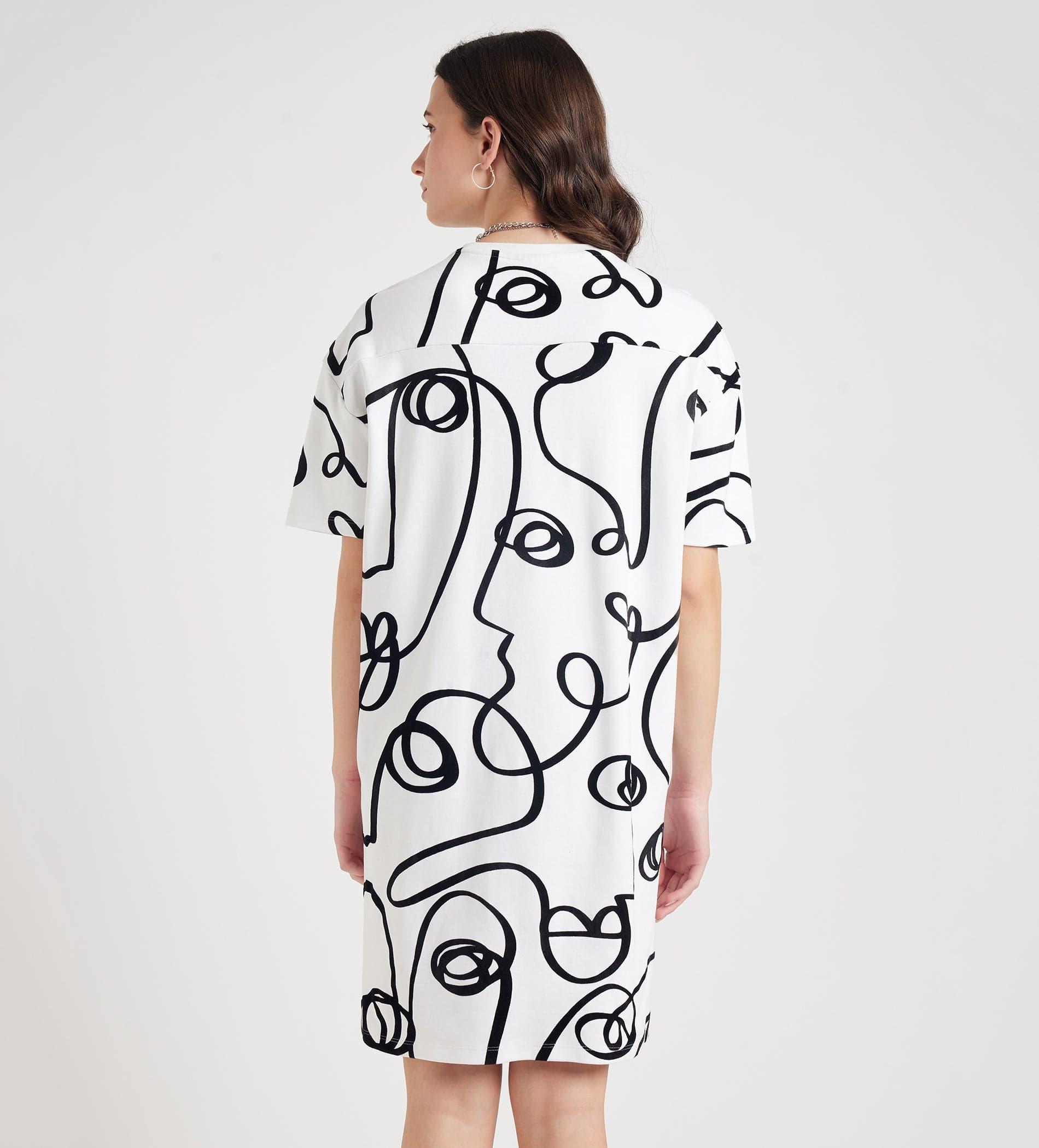 Dresses Printed Dress Artistic Flock Print Oversize Tshirt Dress