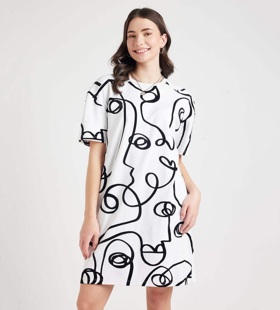 Dresses Printed Dress Artistic Flock Print Oversize Tshirt Dress
