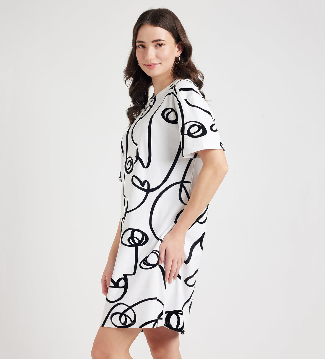 Dresses Printed Dress Artistic Flock Print Oversize Tshirt Dress