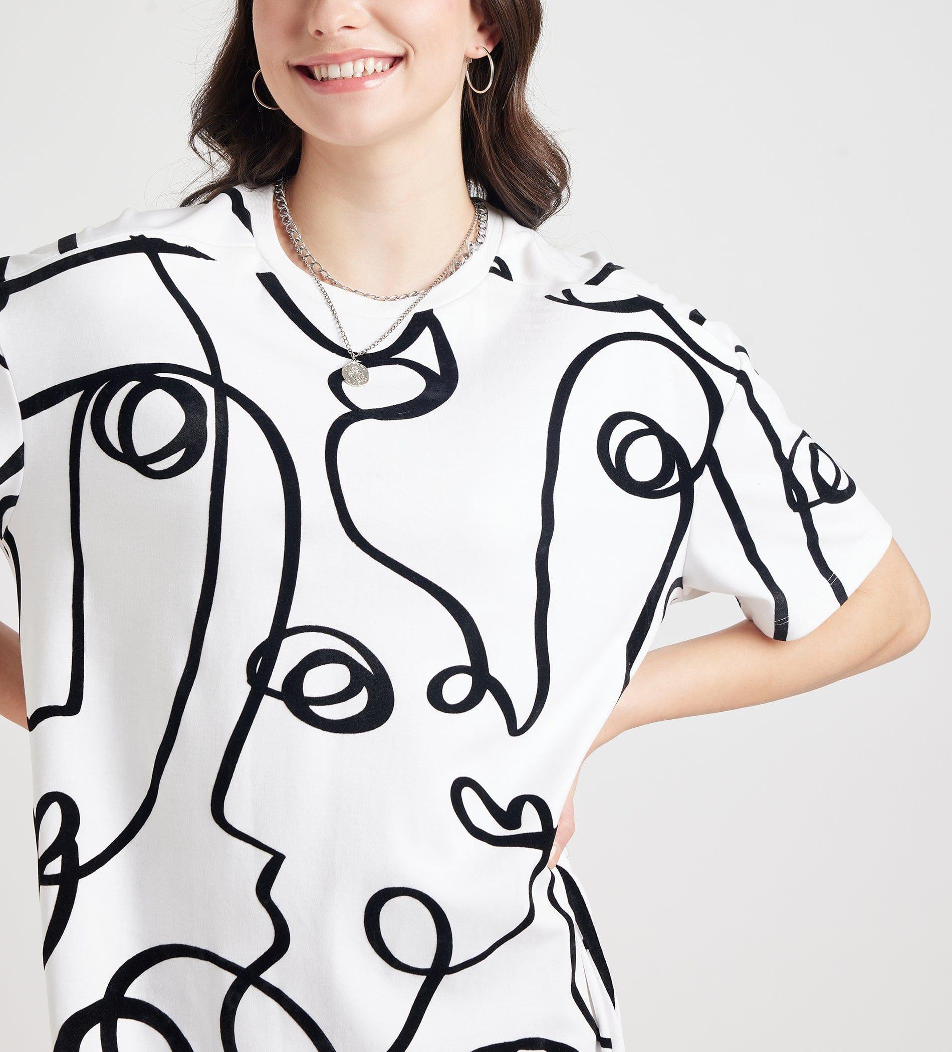 Dresses Printed Dress Artistic Flock Print Oversize Tshirt Dress