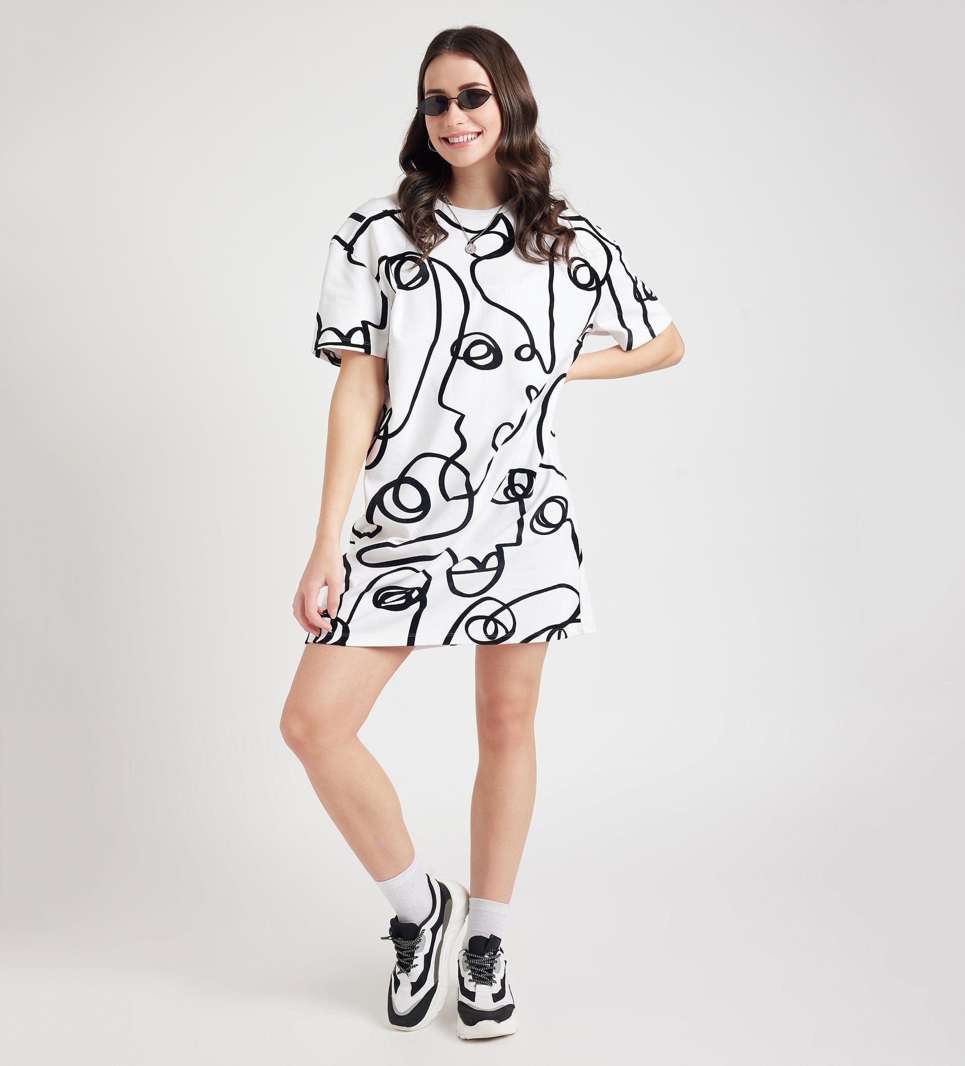 Dresses Printed Dress Artistic Flock Print Oversize Tshirt Dress