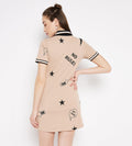 Dresses Printed Dress Cream Printed Polo Regular Fit Dress for Women