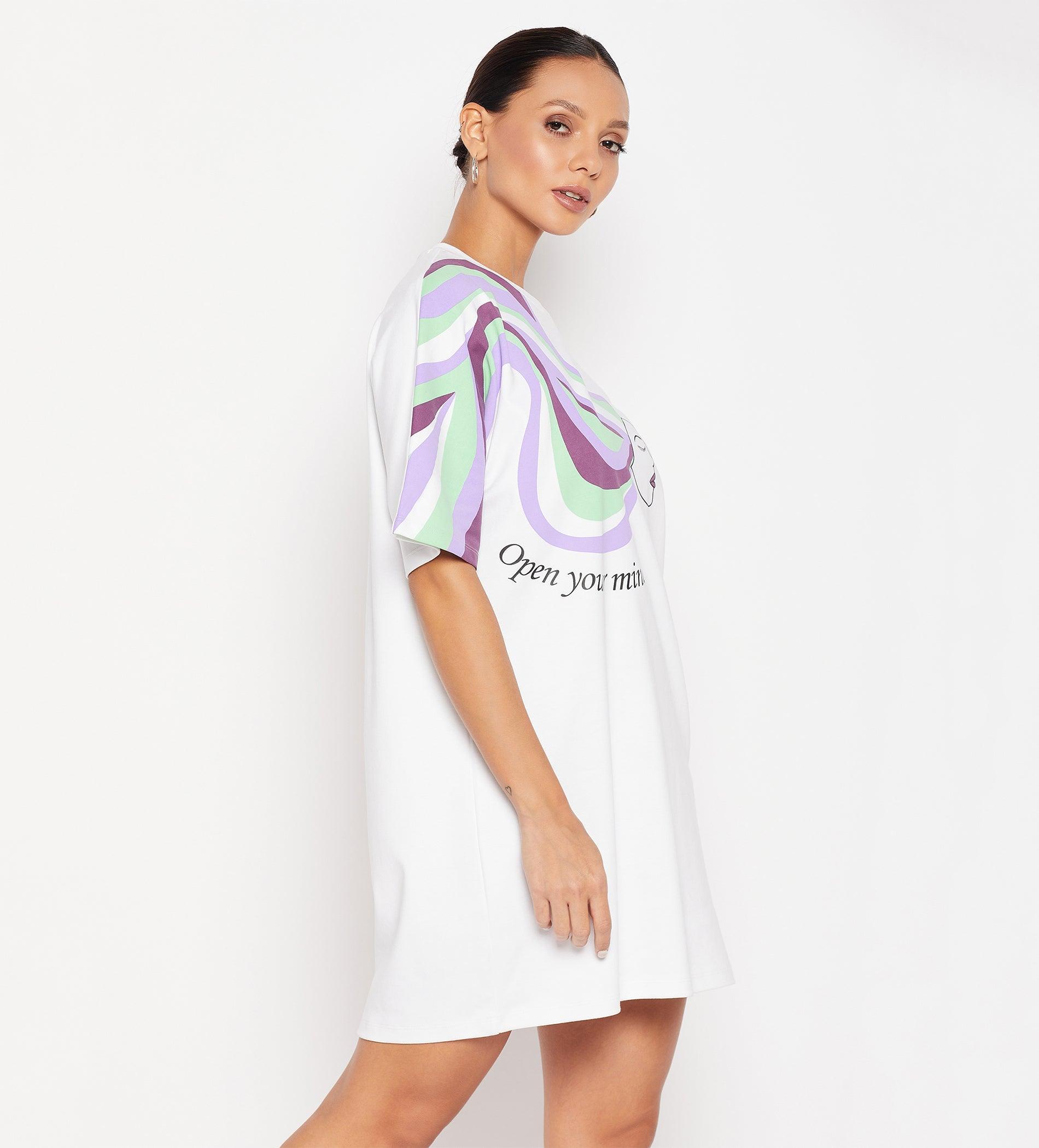 Dresses Printed Dress White Go With The Flow Oversized Dress for Women
