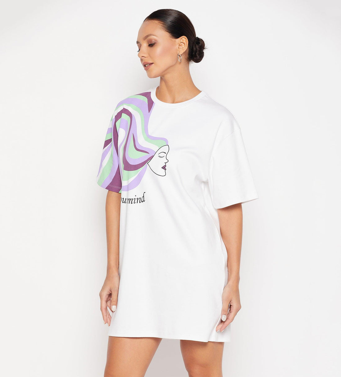 Dresses Printed Dress White Go With The Flow Oversized Dress for Women