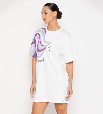 Dresses Printed Dress White Go With The Flow Oversized Dress for Women