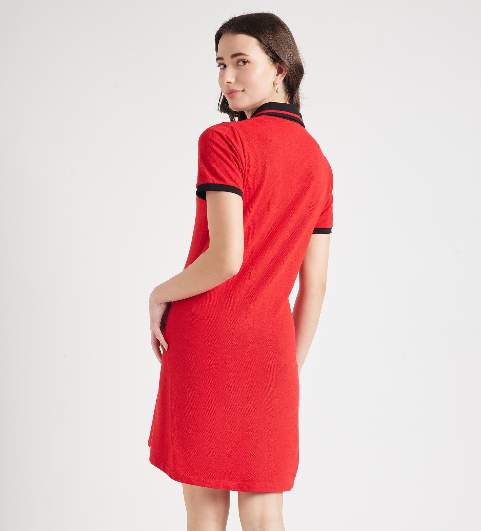 Dresses T Dress Contrast Collar Knit Polo Dress