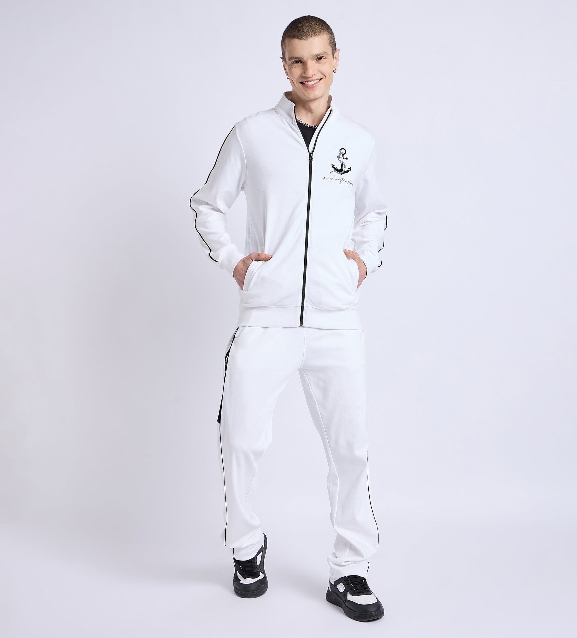 Jackets Jacket White Nautical Anchor Jacket For Men