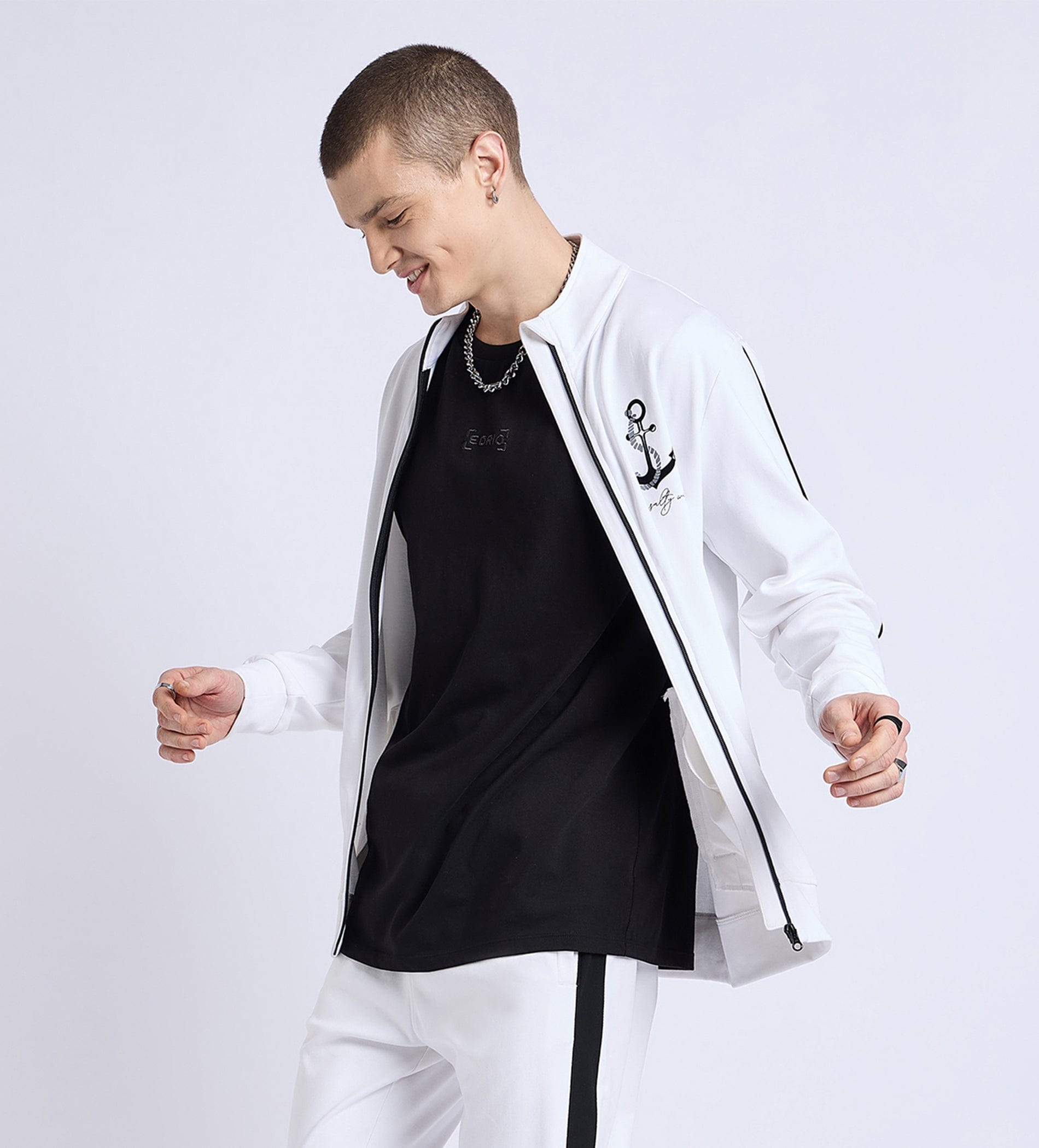 Jackets Jacket White Nautical Anchor Jacket For Men