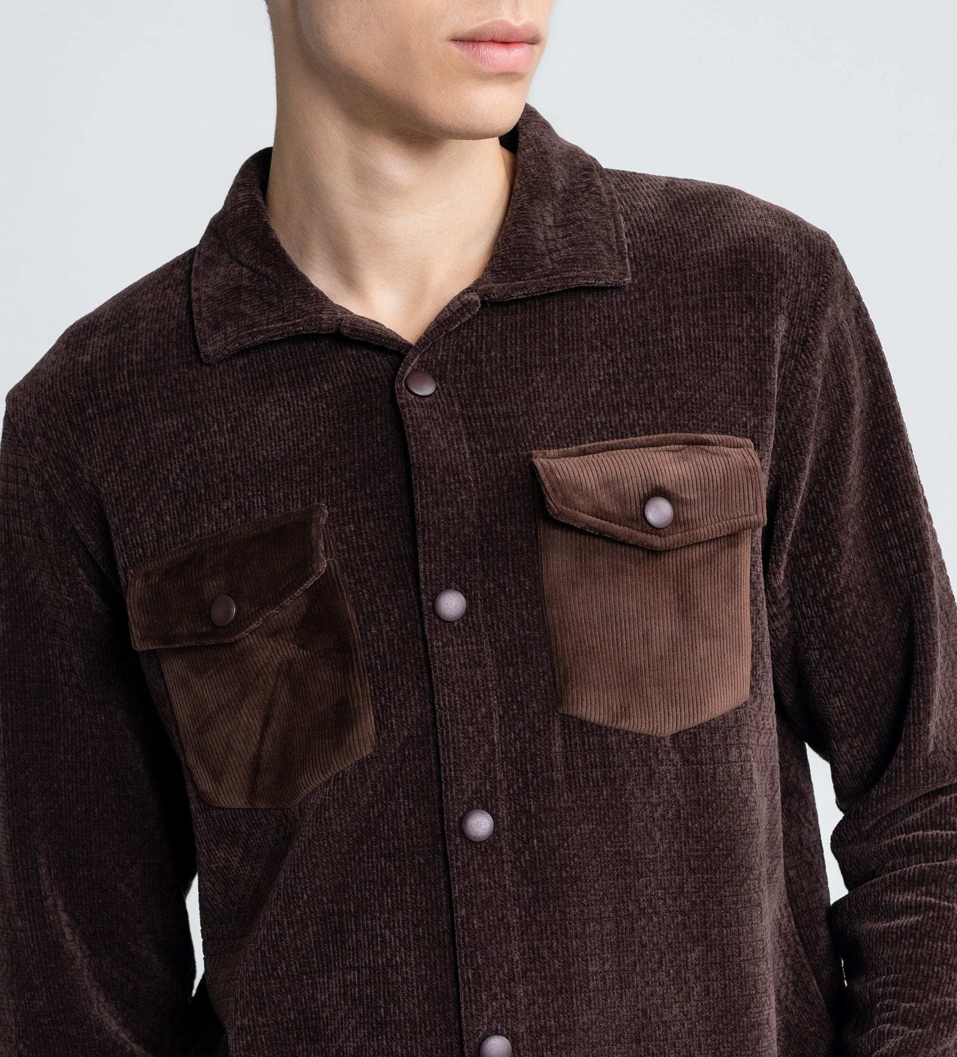 Jackets Shacket Winter Warmth Dark Brown Shacket