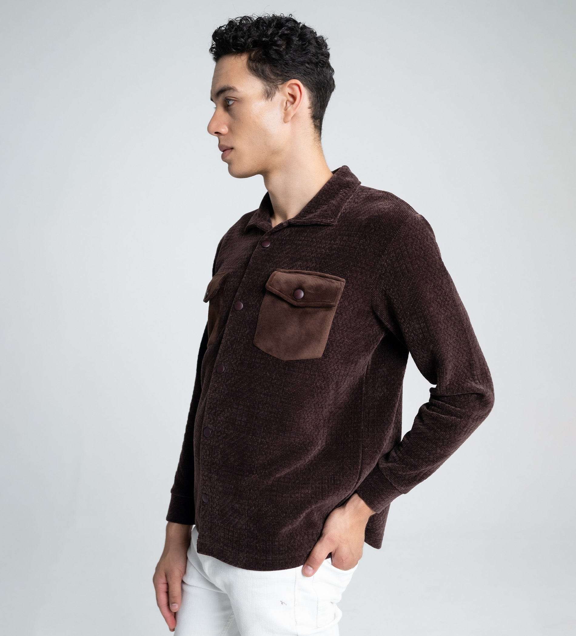 Jackets Shacket Winter Warmth Dark Brown Shacket