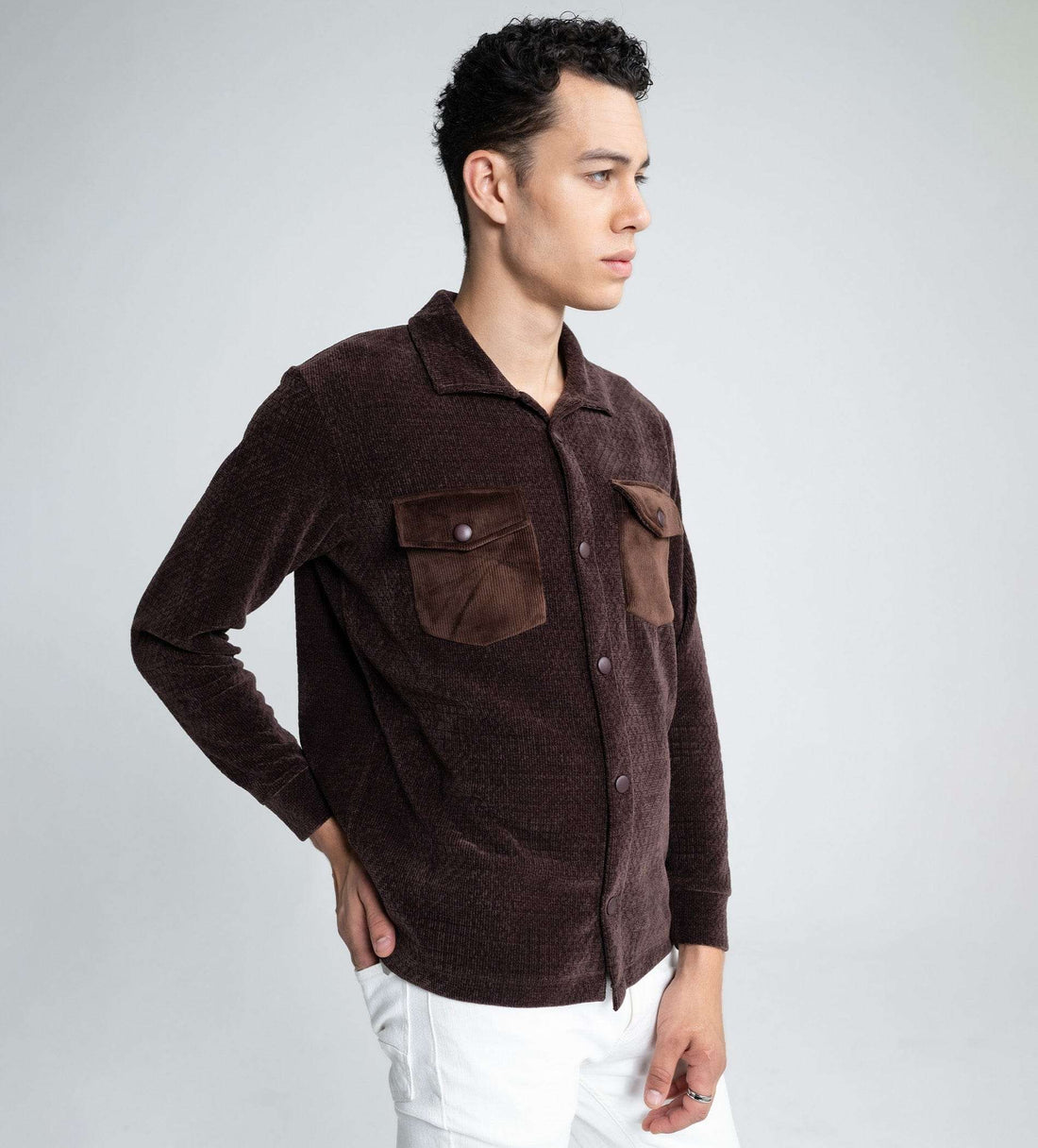 Jackets Shacket Winter Warmth Dark Brown Shacket