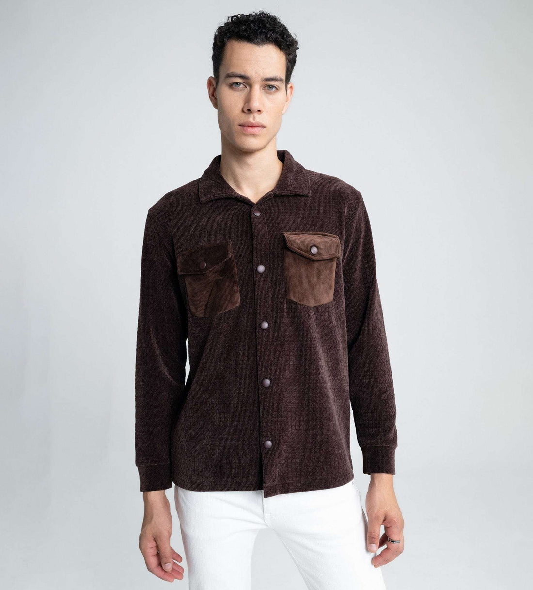 Jackets Shacket Winter Warmth Dark Brown Shacket