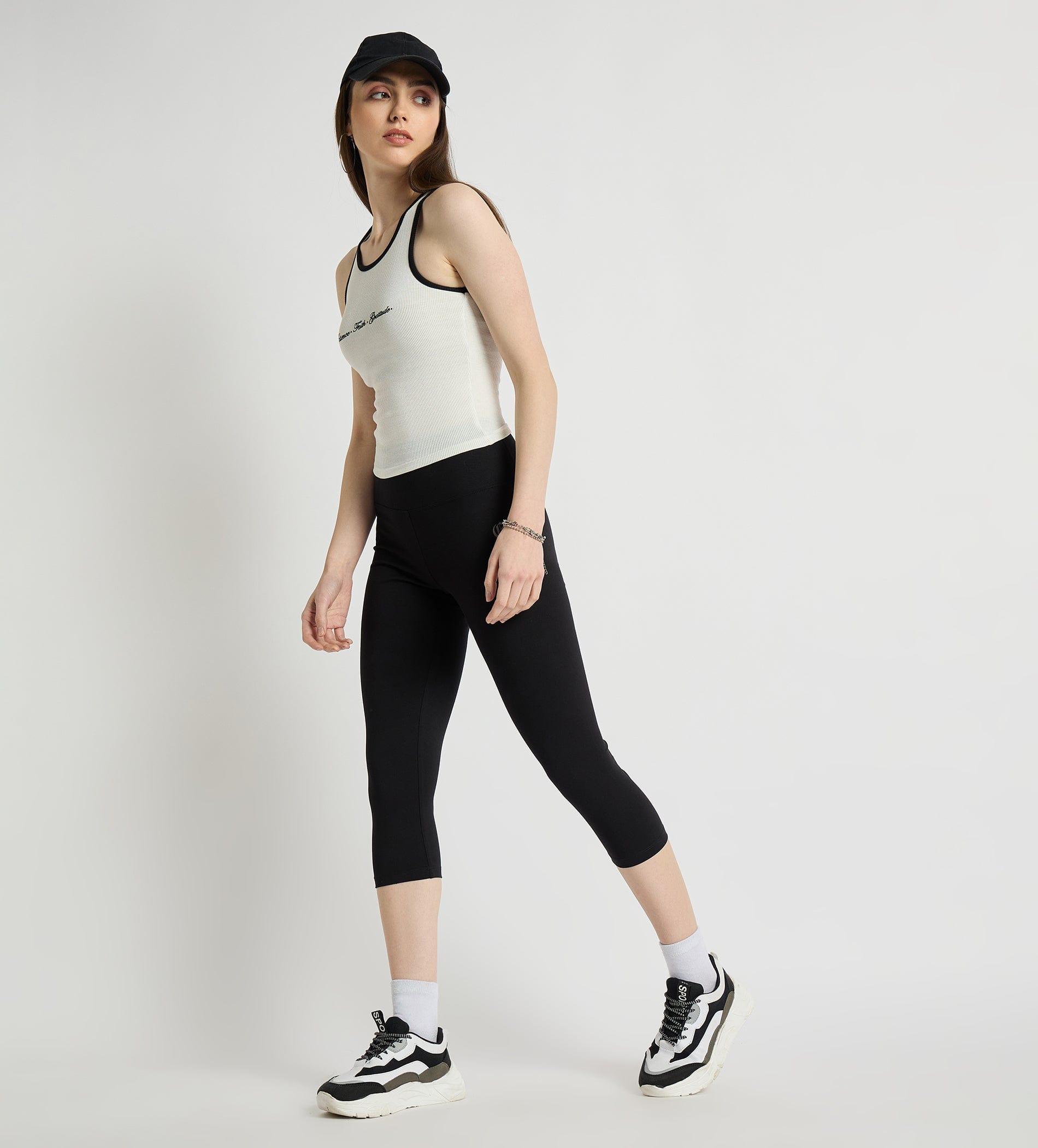 Leggings Leggings Black Stretchable Capri For Women