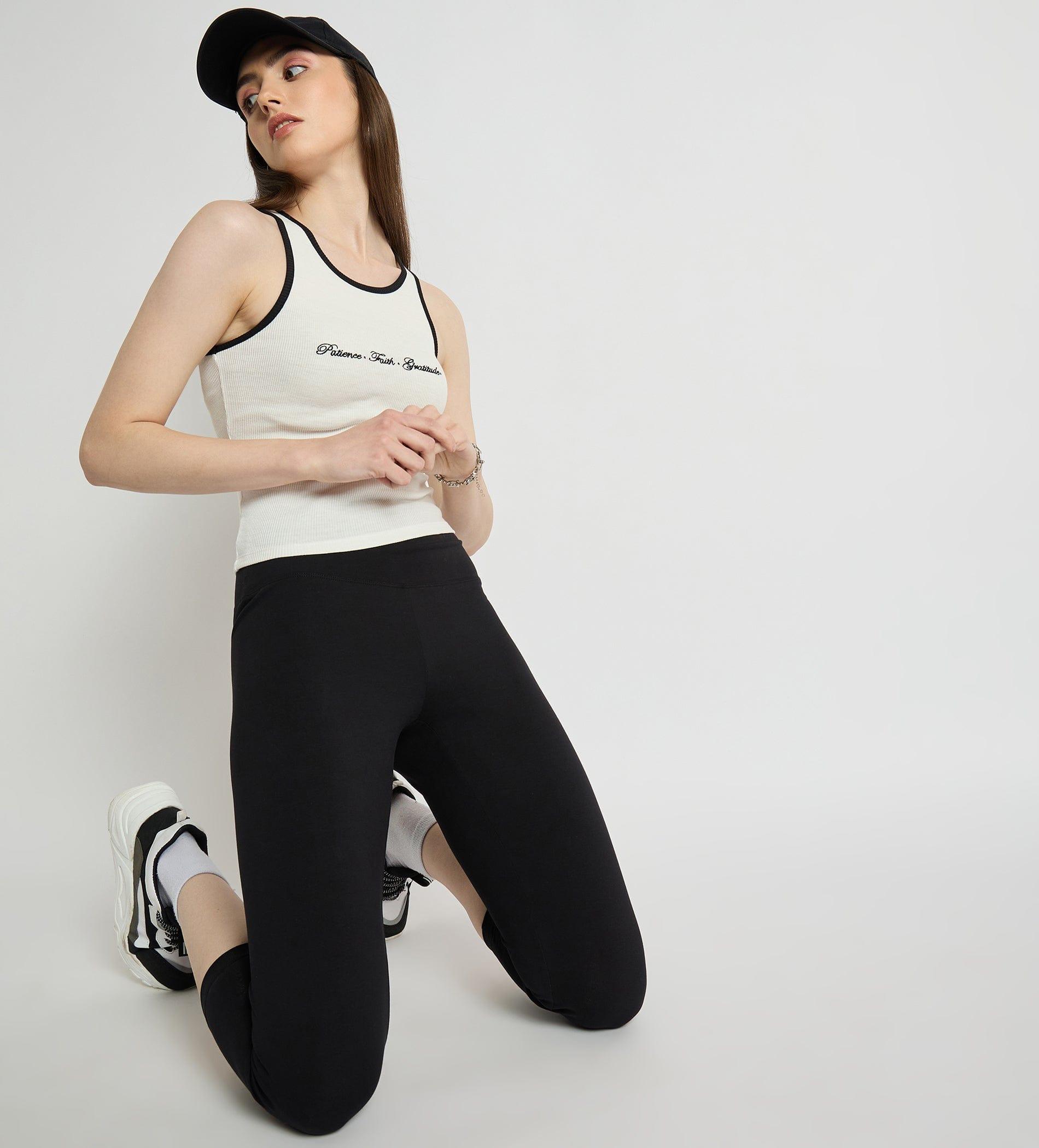 Leggings Leggings Black Stretchable Capri For Women