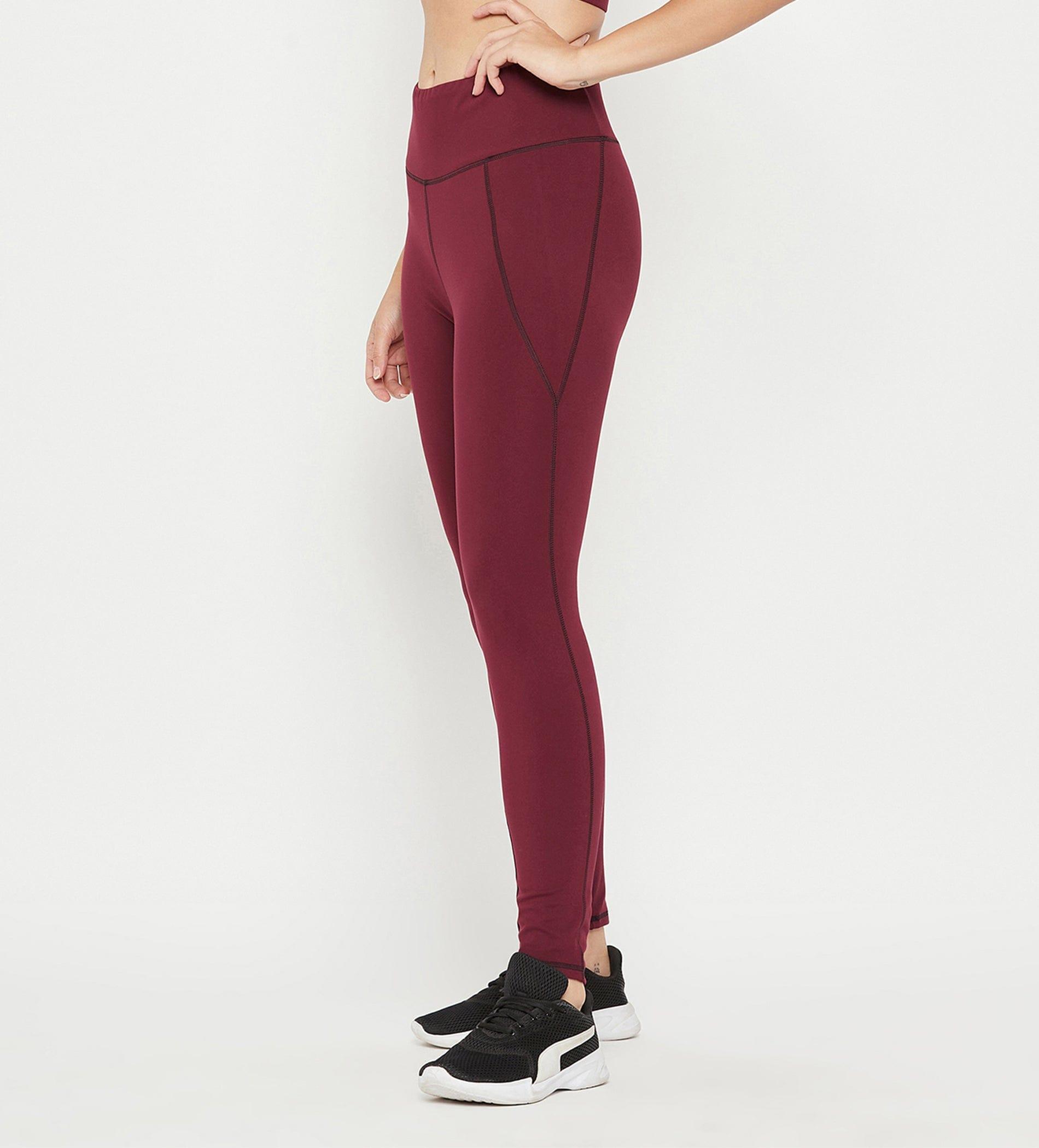 Leggings Leggings Maroon High Waist Tights for Women
