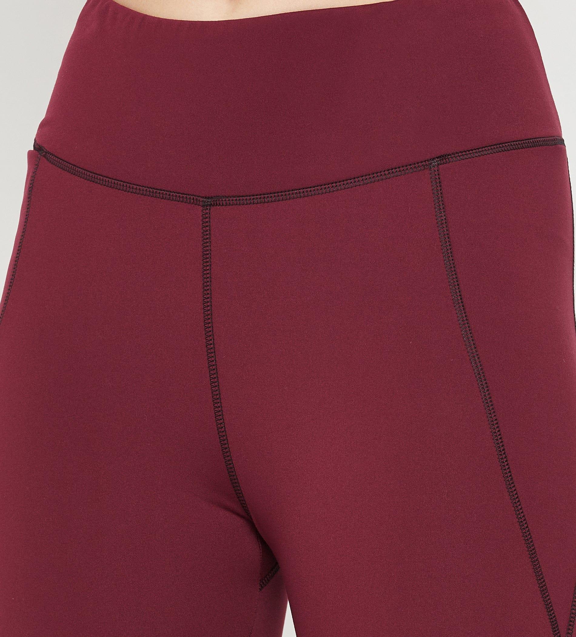 Leggings Leggings Maroon High Waist Tights for Women