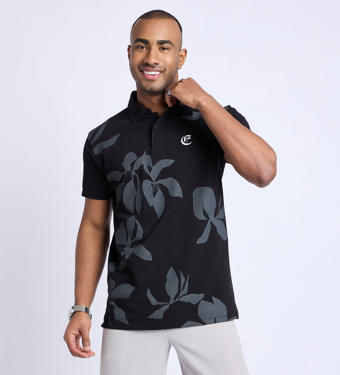 Polos Polo T-Shirt Black Monochrome Melody Polo T-shirt For Men