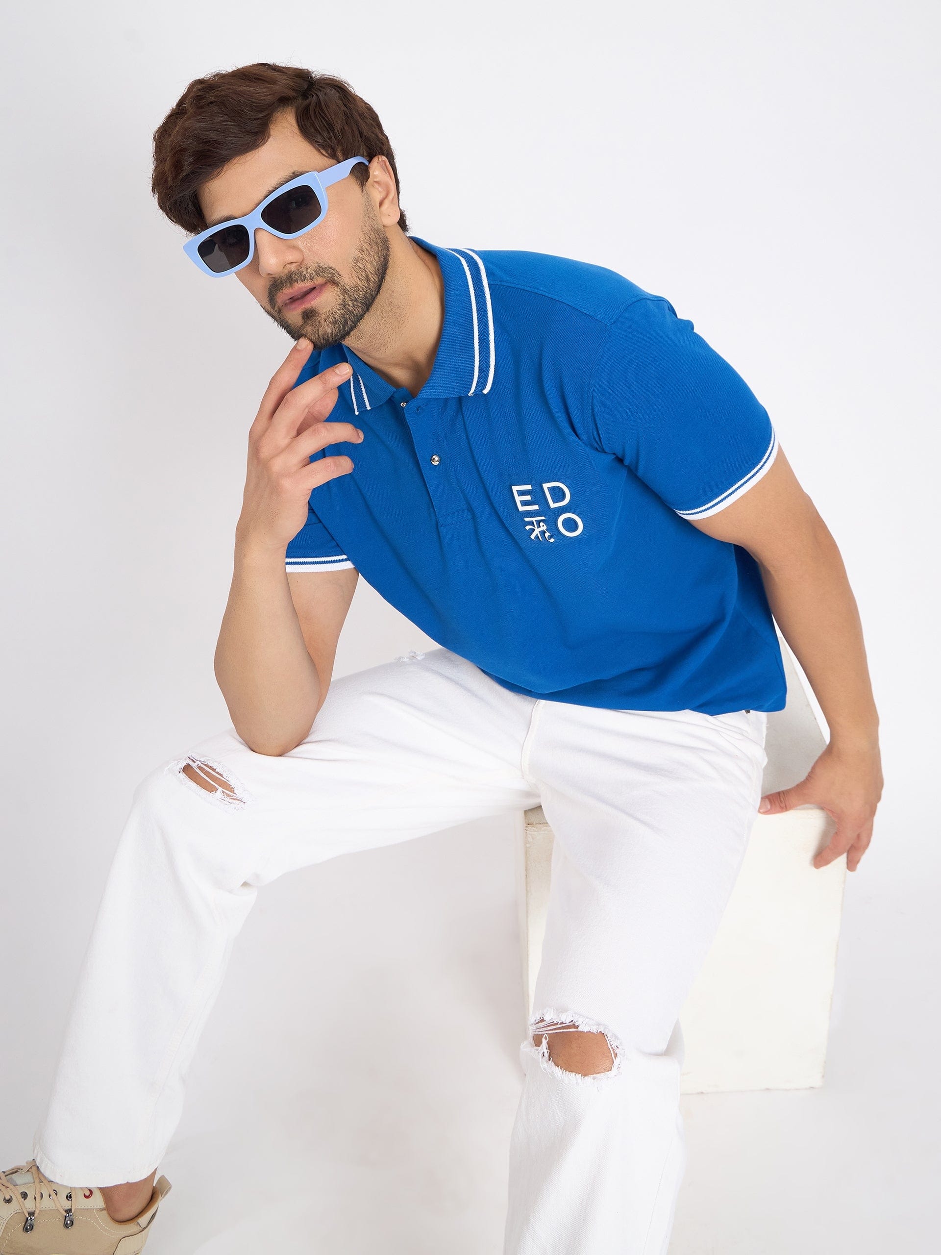 Polos Polo T-Shirt Classic Textured Embossed Polo T-Shirt