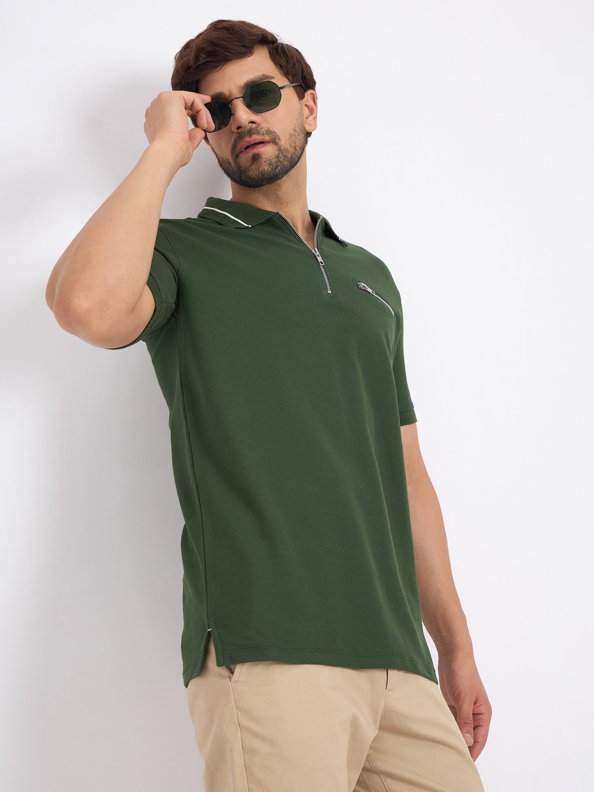 Polos Polo T-Shirt Knit Zipper Polo T-shirt