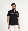 Shirts Half Sleeve Shirts Monochrome Flap Shirt