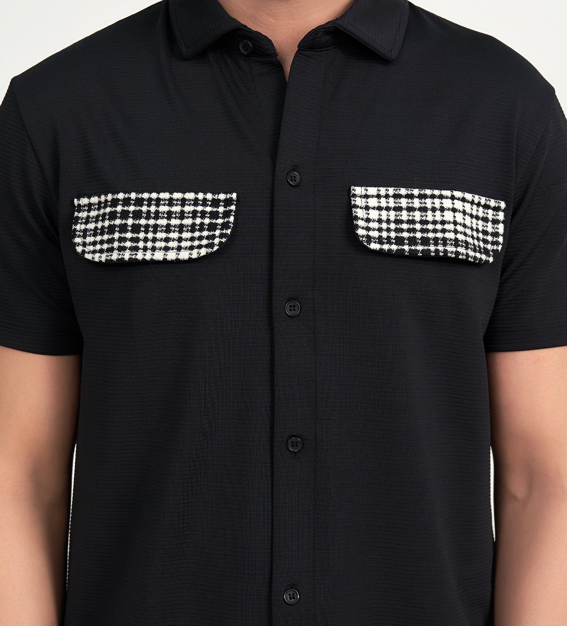 Shirts Half Sleeve Shirts Monochrome Flap Shirt