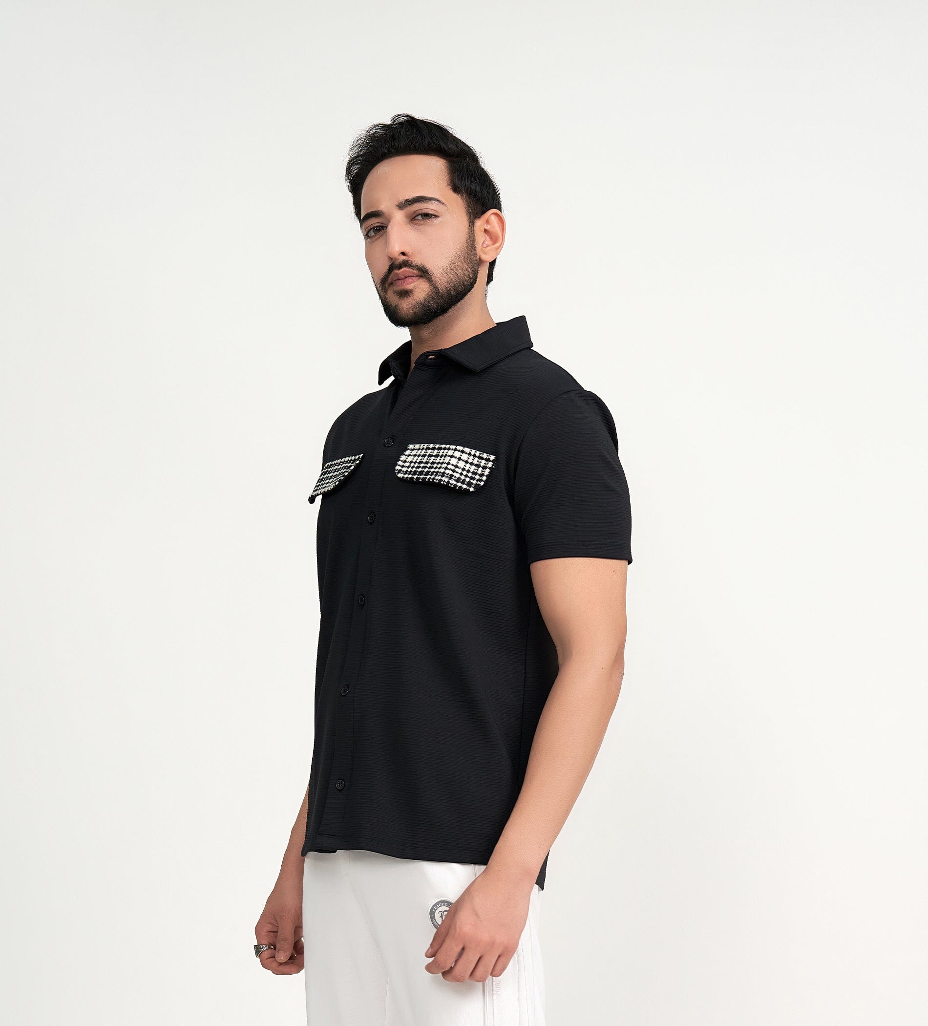Shirts Half Sleeve Shirts Monochrome Flap Shirt