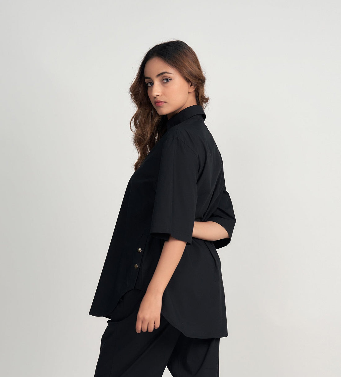 Shirts Kurta Minimalist Black Woven Kurta Shirts