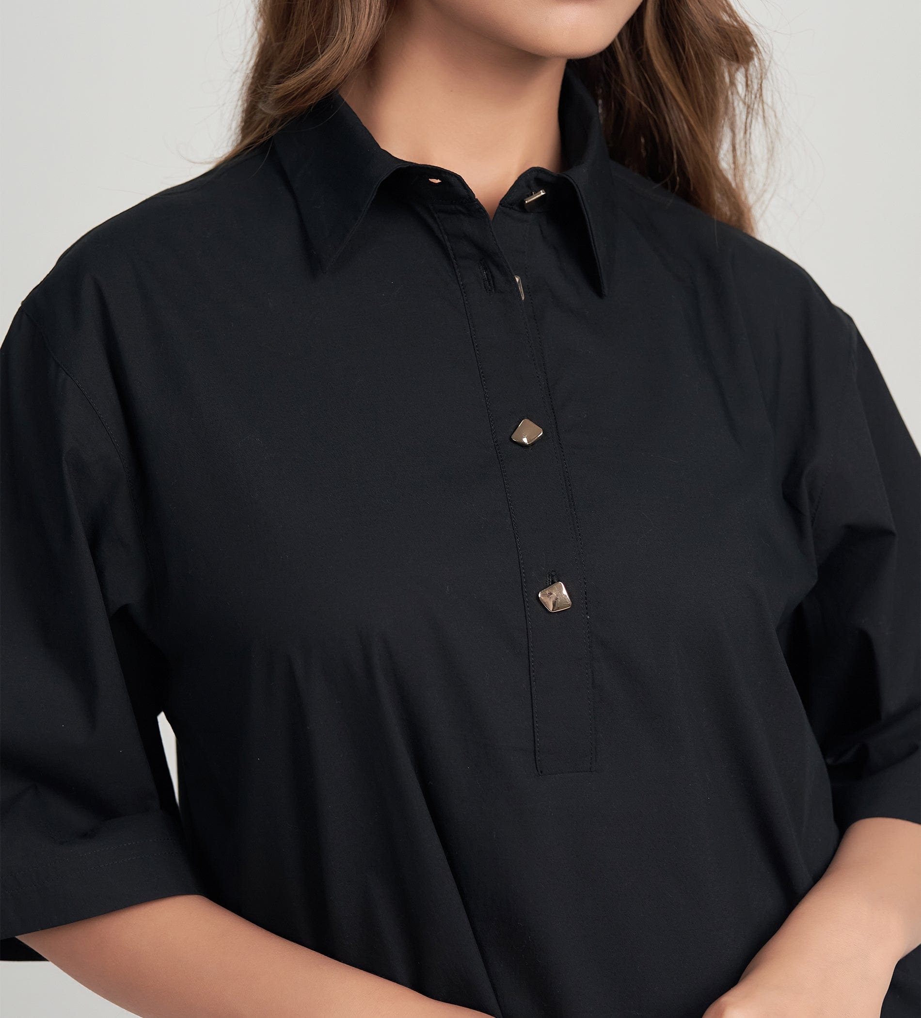 Shirts Kurta Minimalist Black Woven Kurta Shirts