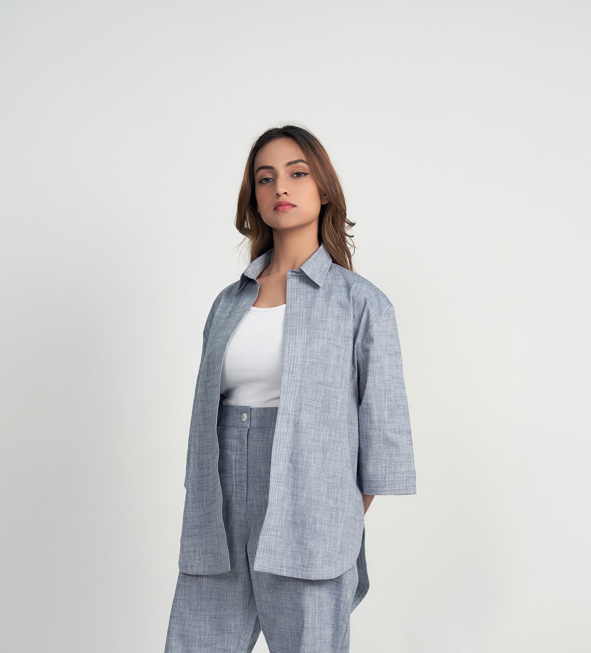 Shirts Shirts Indigo Open-Front Shirt