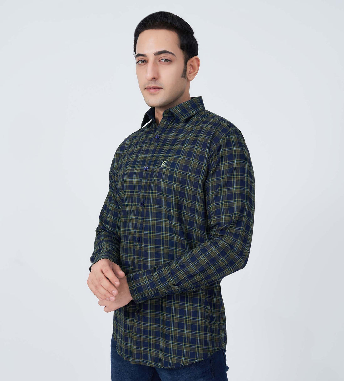 Shirts Woven Shirts Indigo Check Statement