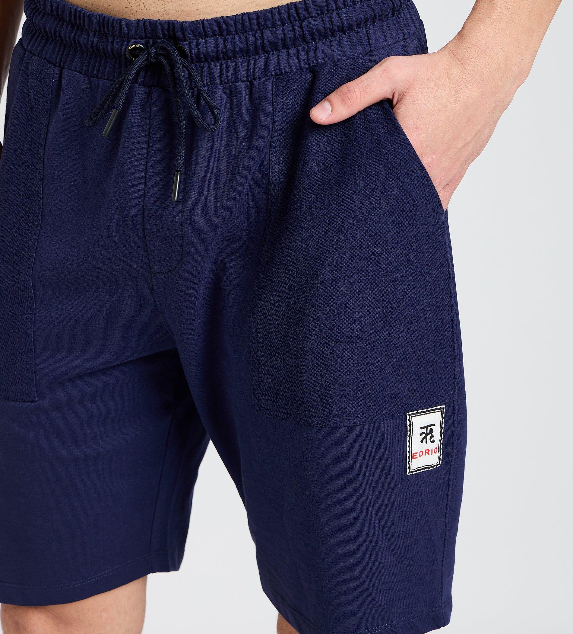 Shorts Shorts Navy Blue Textured pocket Shorts For Men