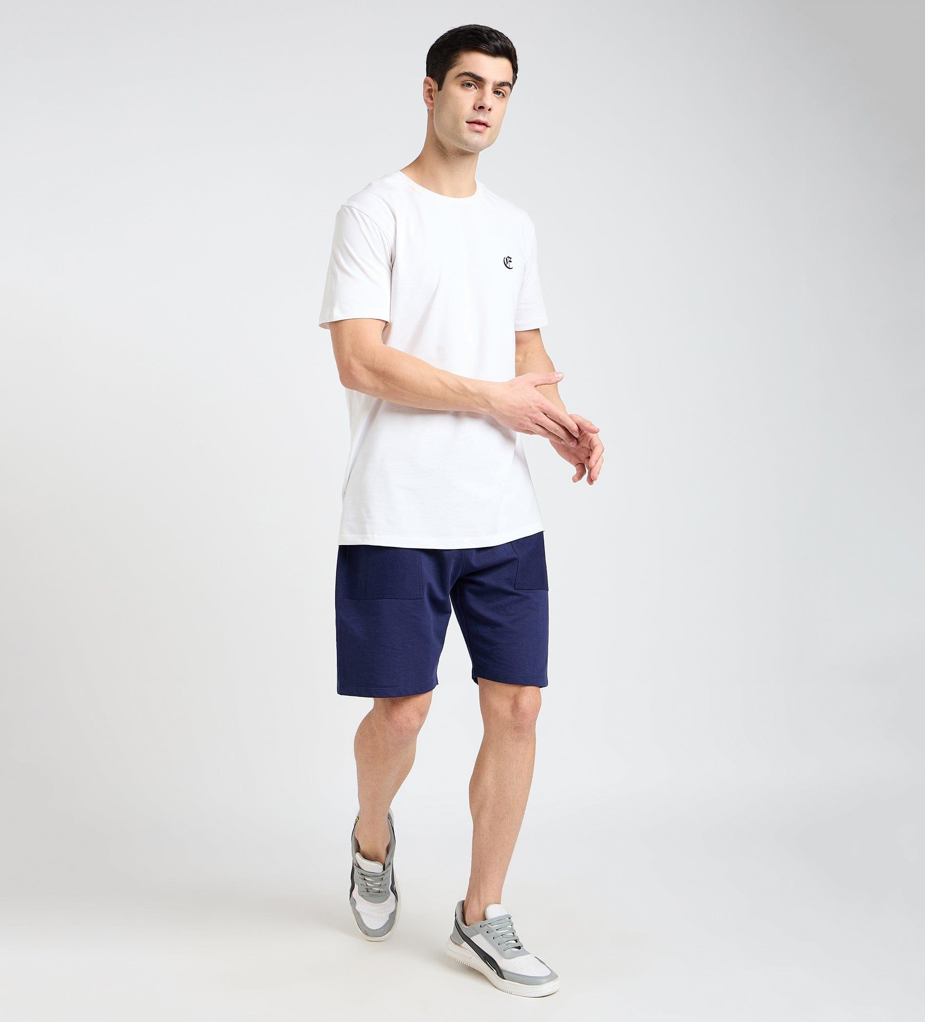 Shorts Shorts Navy Blue Textured pocket Shorts For Men