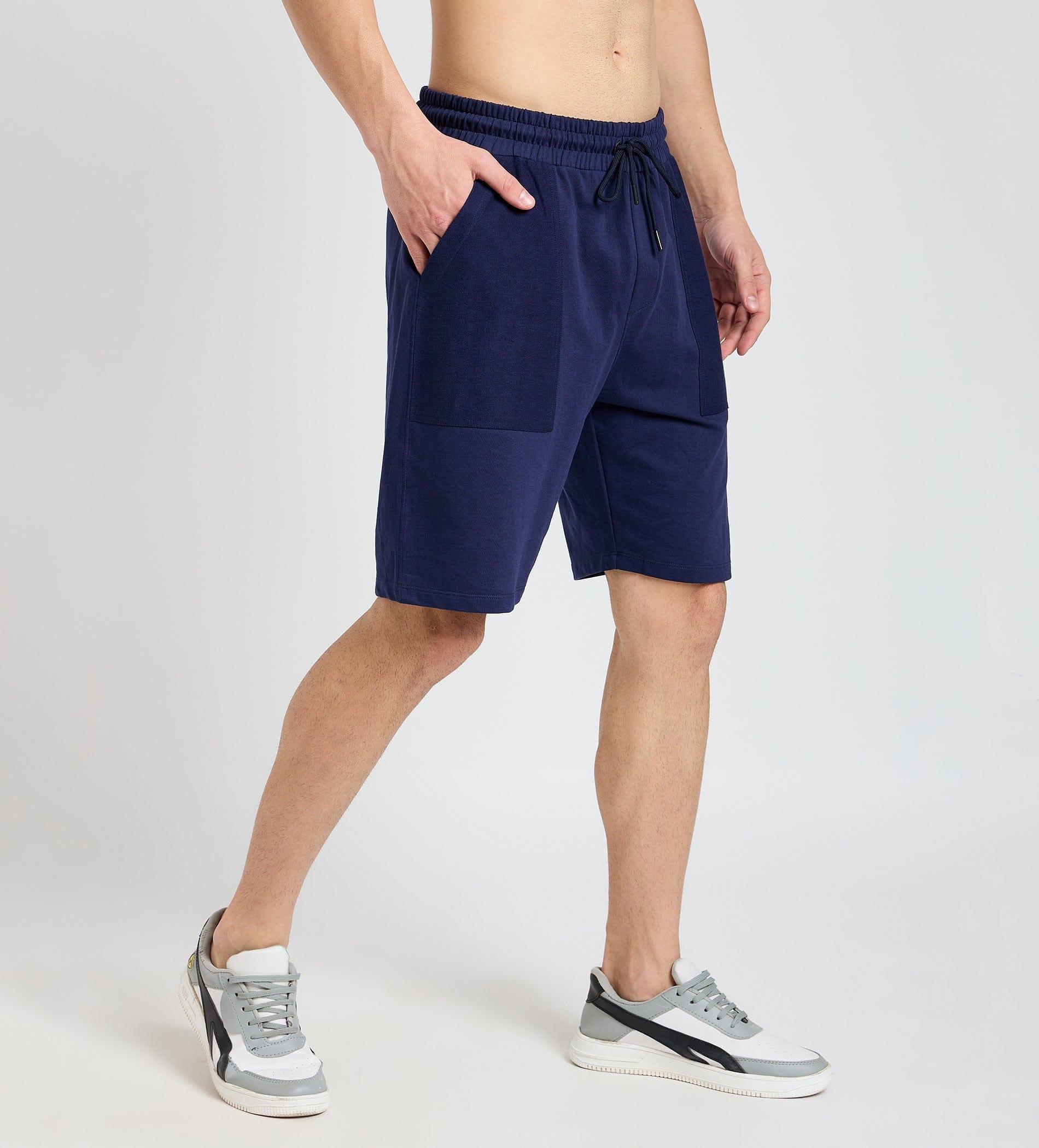 Shorts Shorts Navy Blue Textured pocket Shorts For Men