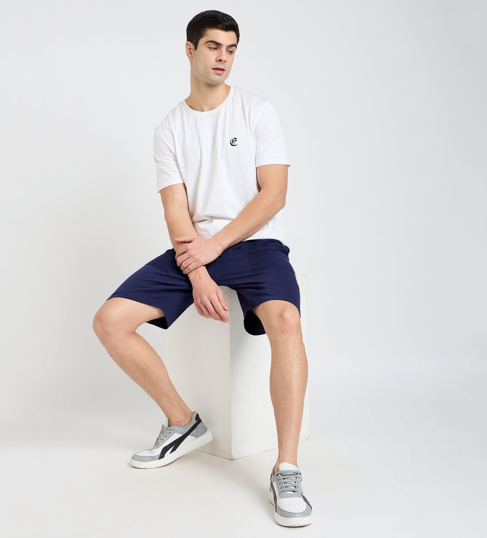 Shorts Shorts Navy Blue Textured pocket Shorts For Men