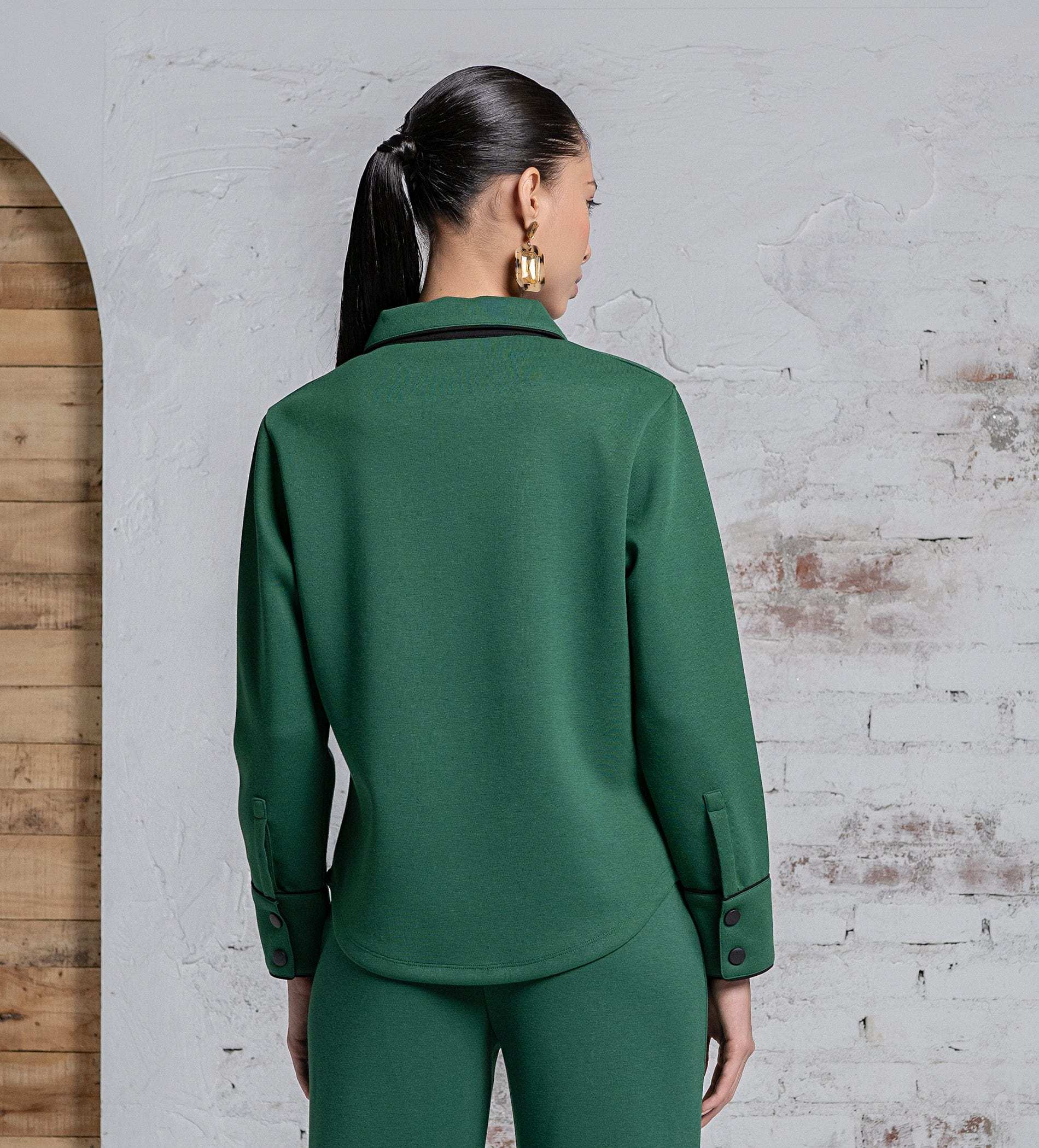 Sweatshirts POLO TOP Luxurious emerald green Scuba Top