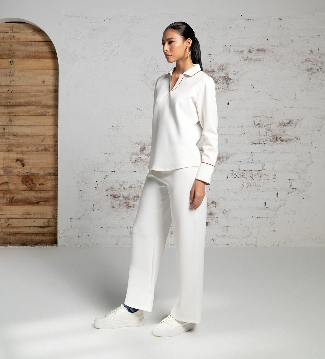 Sweatshirts POLO TOP Luxurious white Scuba Top