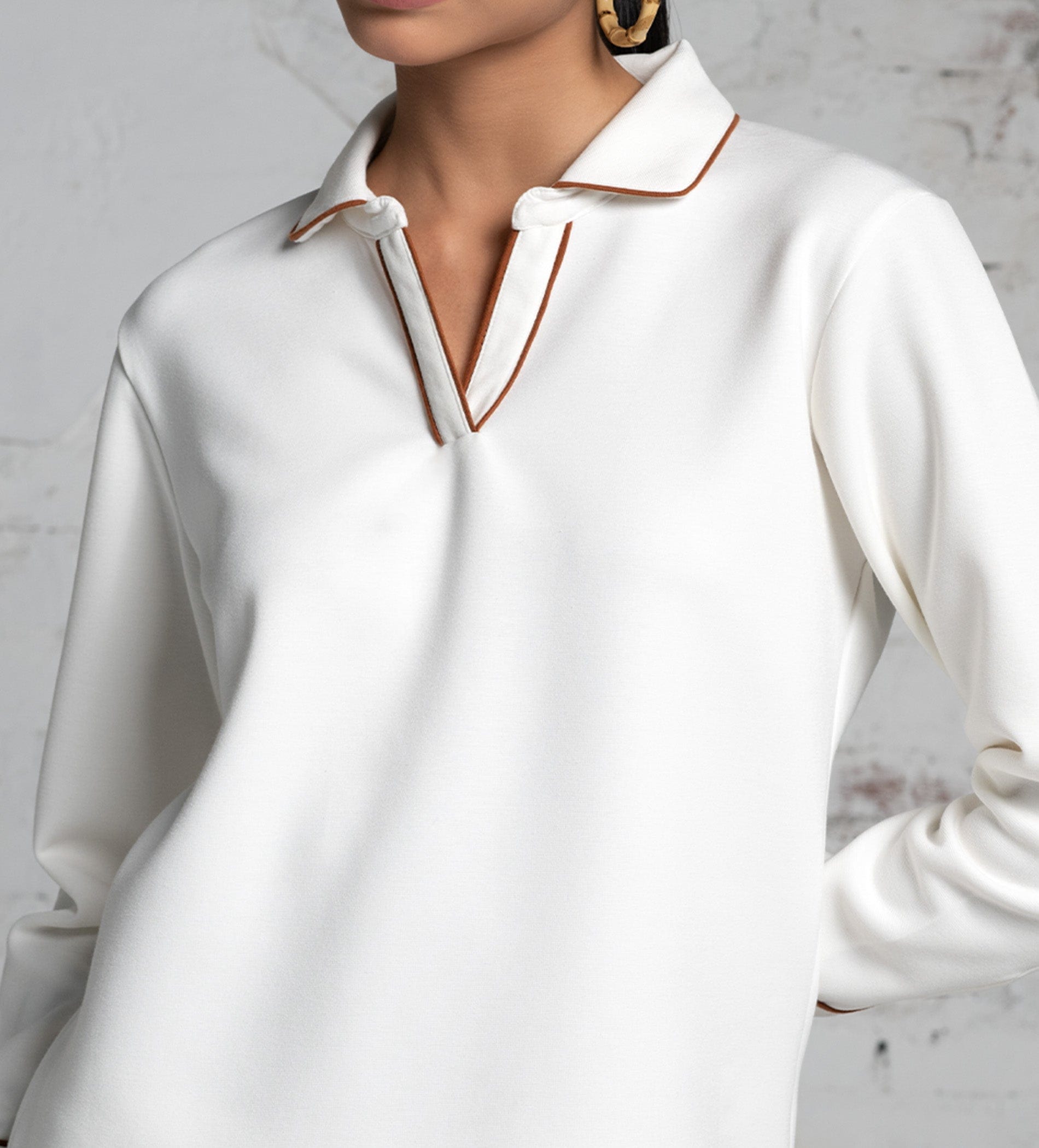 Sweatshirts POLO TOP Luxurious white Scuba Top