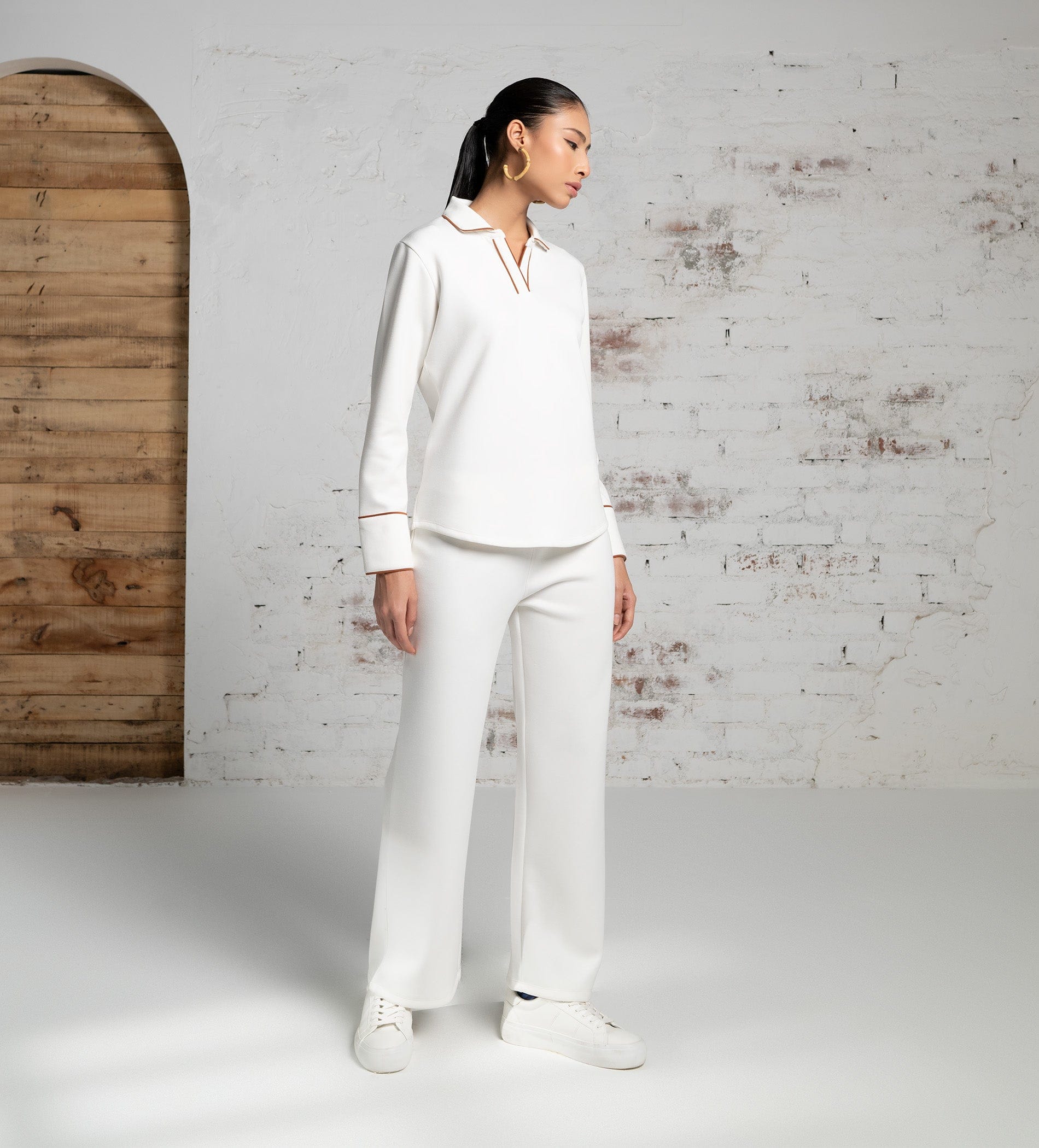 Sweatshirts POLO TOP Luxurious white Scuba Top