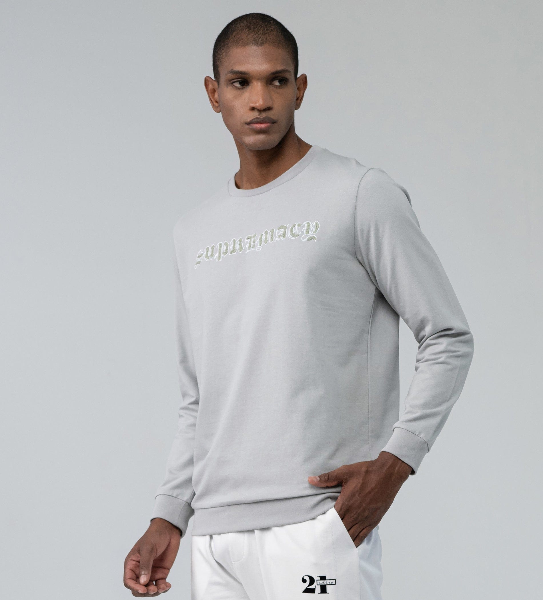 Sweatshirts Printed Sweatshirts Grey Statement Sweatshirt